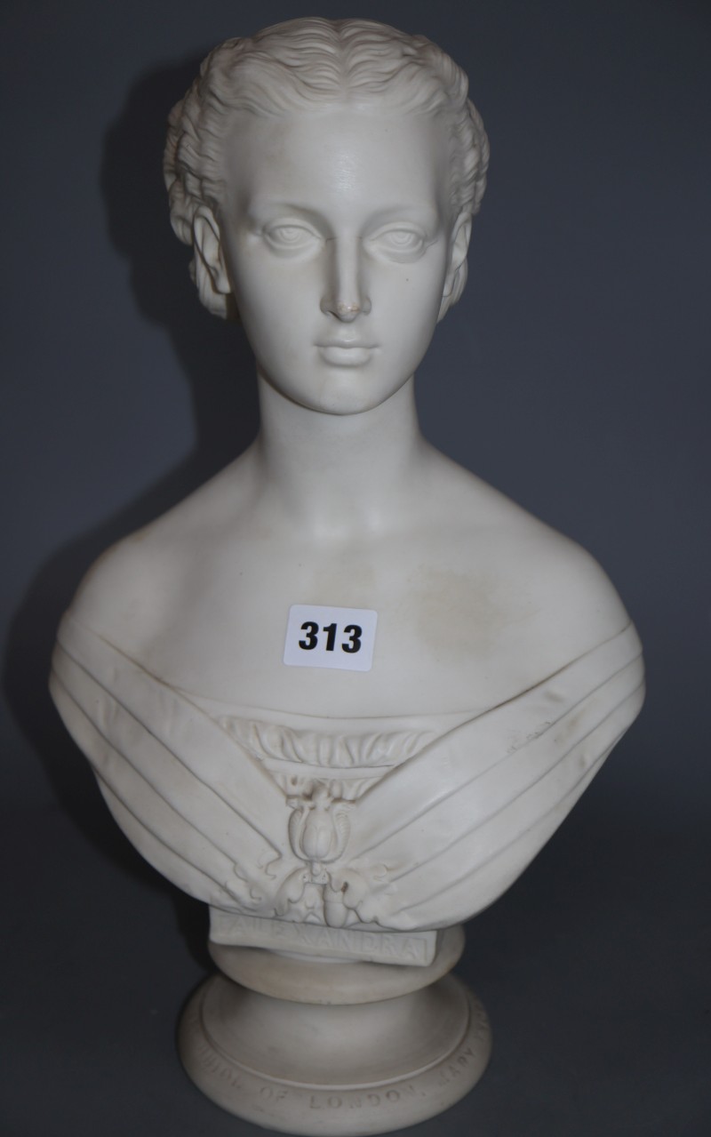 A late 19th century Copeland spode parian bust of Alexandra, height 38cm